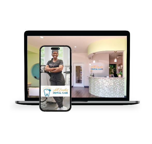 Laptop and cellphone displaying digital AD