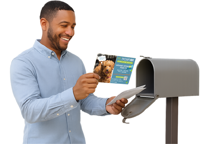 Customer getting Every Door Direct Mail postcard
