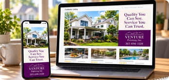 Home service digital ads on a phone and a laptop
