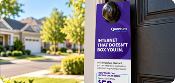 Door hanger advertisement on a front door