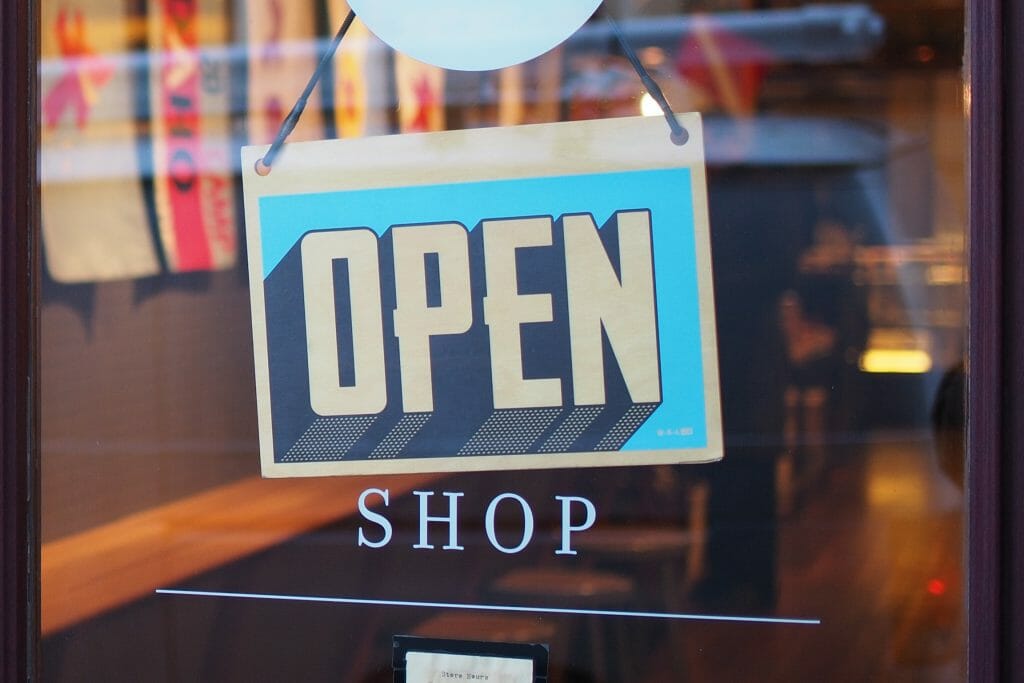 Open Sign Shop Store Color Blue Signage Door