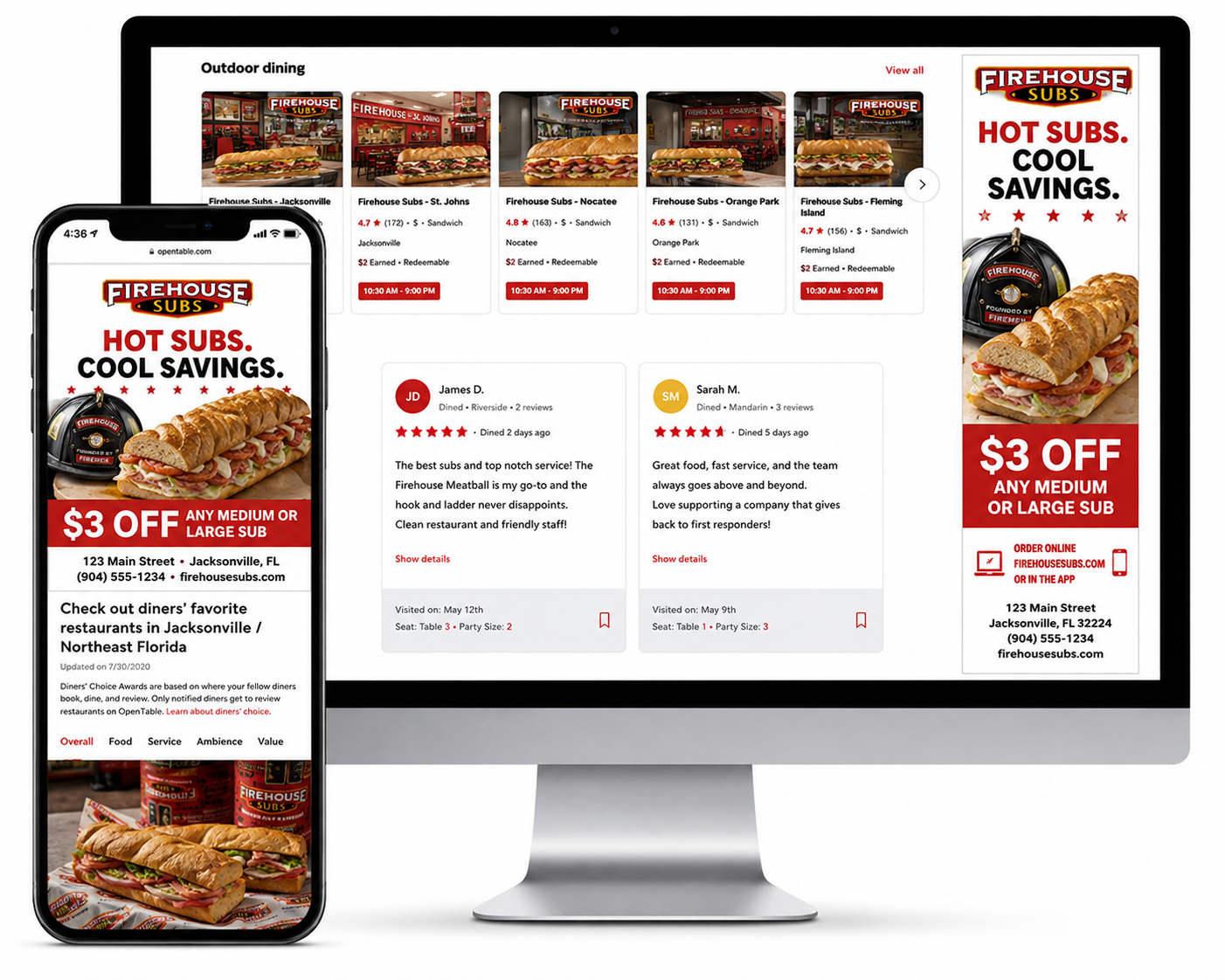Laptop and cellphone displaying digital AD
